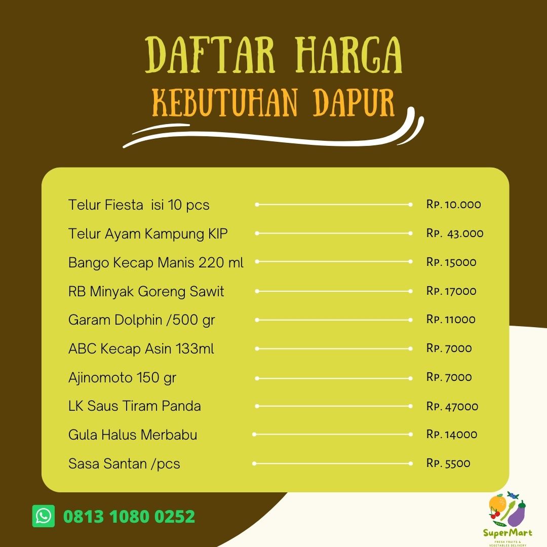 Daftar Harga Keperluan Dapur Daftar Harga Keperluan Dapur